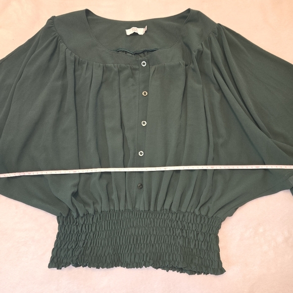 Ice Cube Dolman-Sleeve button up Top in forest green, size XS, Made In ITALY - Picture 8 of 12